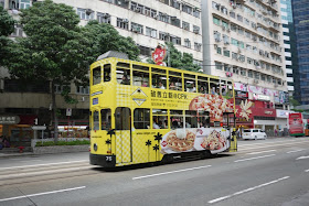 Tram in Hong Kong with California Pizza Kitchen advertising