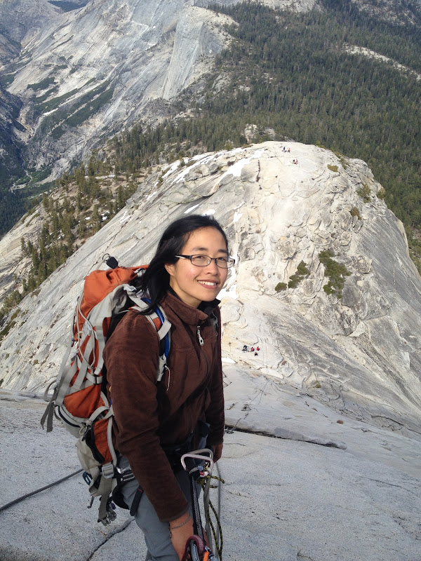 Rappelling down Half Dome