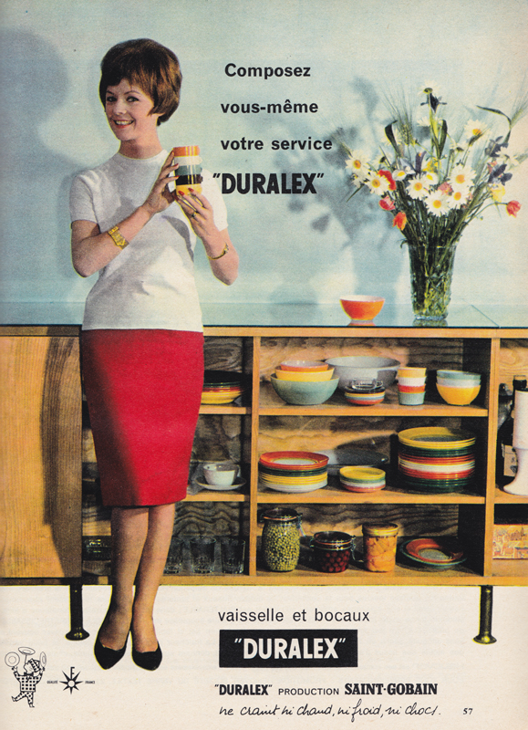 Publicité vintage : Composez vous-même votre service DURALEX. - Pour vous Madame, pour vous Monsieur, des publicités, illustrations et rédactionnels choisis avec amour dans des publications des années 50, 60 et 70. Popcards Factory vous offre des divertissements de qualité. Vous pouvez également nous retrouver sur www.popcards.fr et www.filmfix.fr