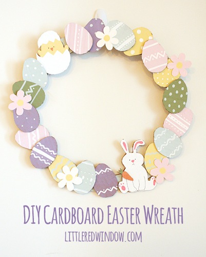 DIY Cardboard Easter Wreath by Little Red Window