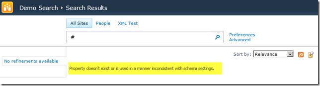 Property doesn't exist or is used in a manner inconsistent with schema settings.