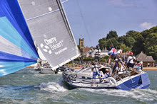 J/120 sailing fast under spinnaker