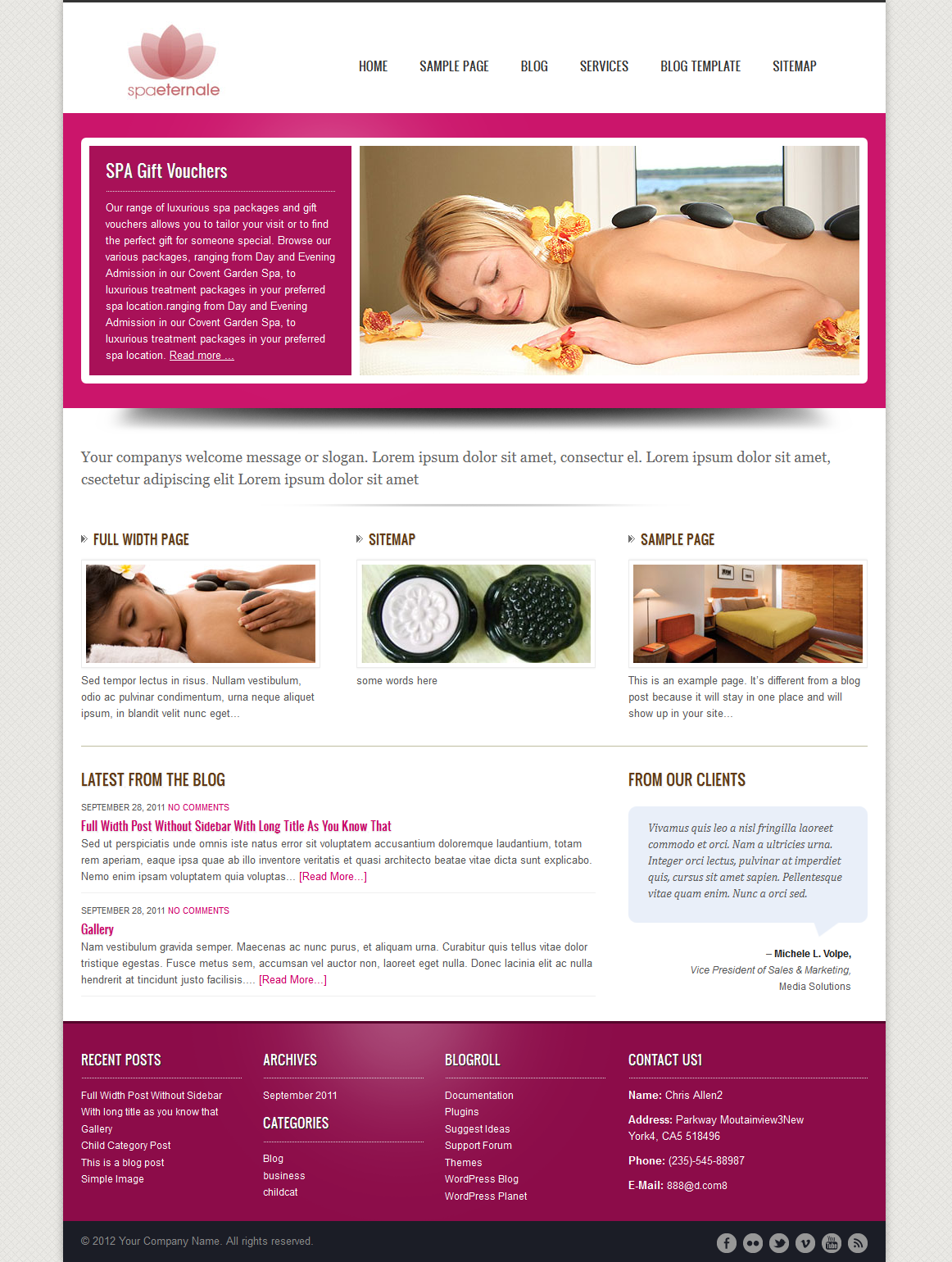 spa beauty salon business cms wordpress theme