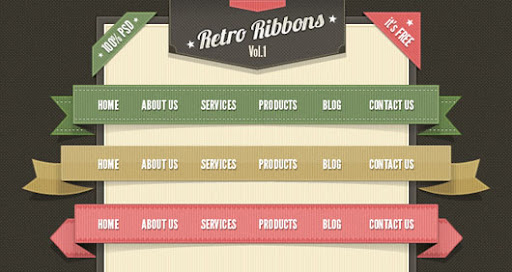 Fitas web para menus e banner estilo retrô Fitas web para menus e banner estilo retrô