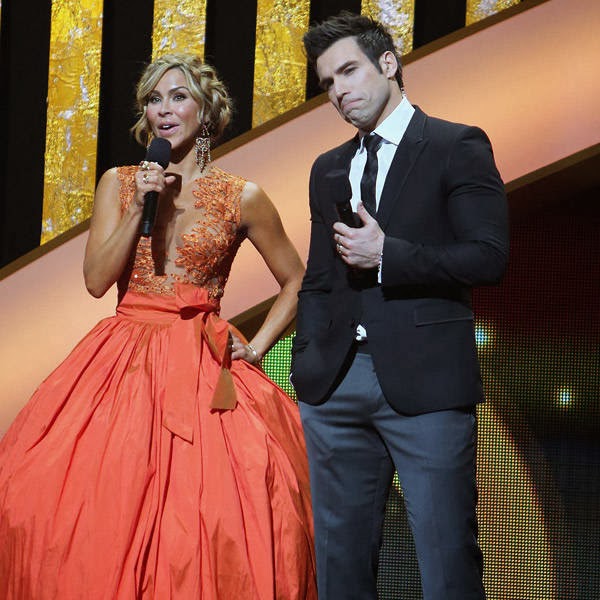 Aylin Mujica and Rafael Amaya share the stage at the 3rd Annual Billboard Mexican Awards, held at The Dolby Theatre in Los Angeles on October 9, 2013.