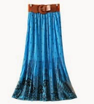 <br />Womens Pleated Floral Print Bowknot Belt Chiffon Long Skirt Maxi Dress