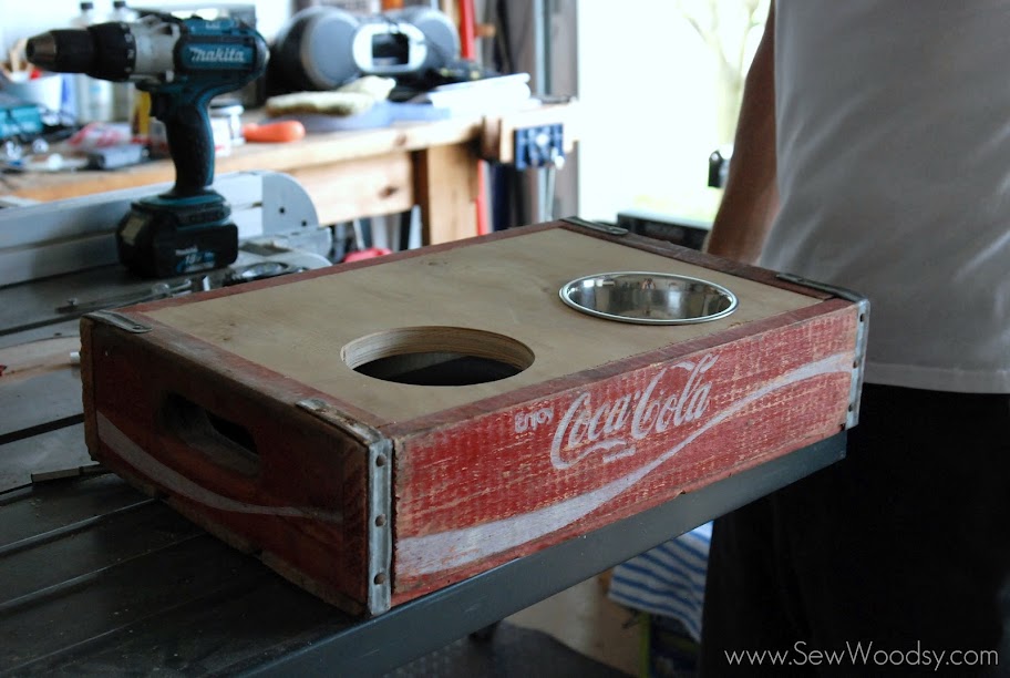 Vintage Coca Cola Crate Turned Dog Bowl Holder