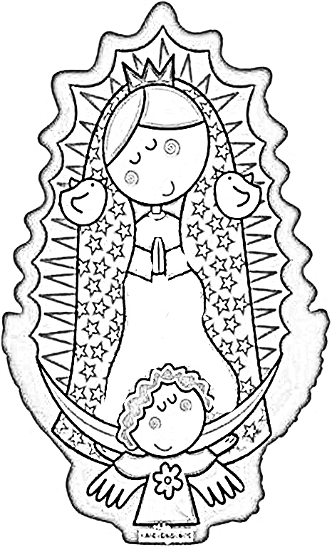 Modern Virgin Of Guadalupe coloring pages virgencita our lady printabled pages