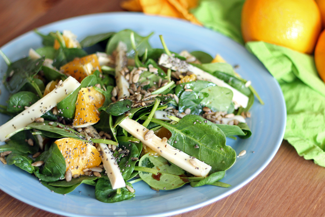 Orange and Sunflower Salad with Hearts of Palm from dontmissdairy.com