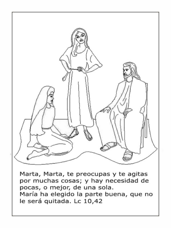 Dibujos Católicos : Jesús, Marta y María Magdalena para colorear