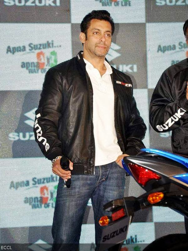 Salman Khan at the launch of Suzuki's Gixxer and Let's motorcycles, held in Mumbai, on January 27, 2014. (Pic: Viral Bhayani)