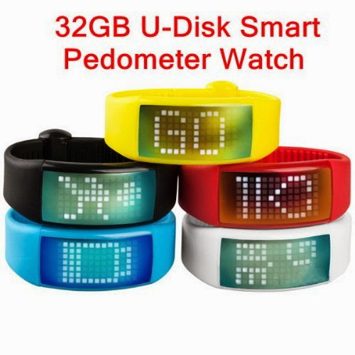  32GB Multi-functional 3D LED Display Pedometer Smart Watch USB Flash Drive with Stylish Signature - RED
