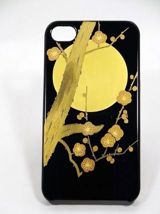 Maki-e iPhone 4/4S Cover Case Made in Japan - Tsuki ni Ume -The Plum and the Moon