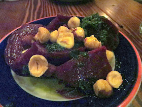 Firehouse Restaurant, beets with salsa verde and hazelnuts