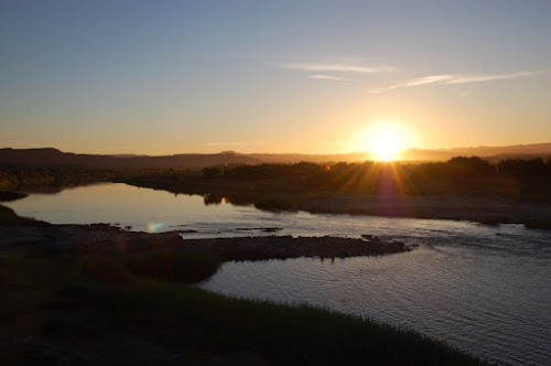 Sunrise this morning over Orange River, the border between South Africa and Namibia