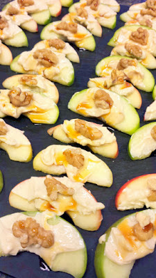 Red and Green Apple Slices with a bit of Aloutte Smoked Bourbon Brie, Walnut and Agave Nectar