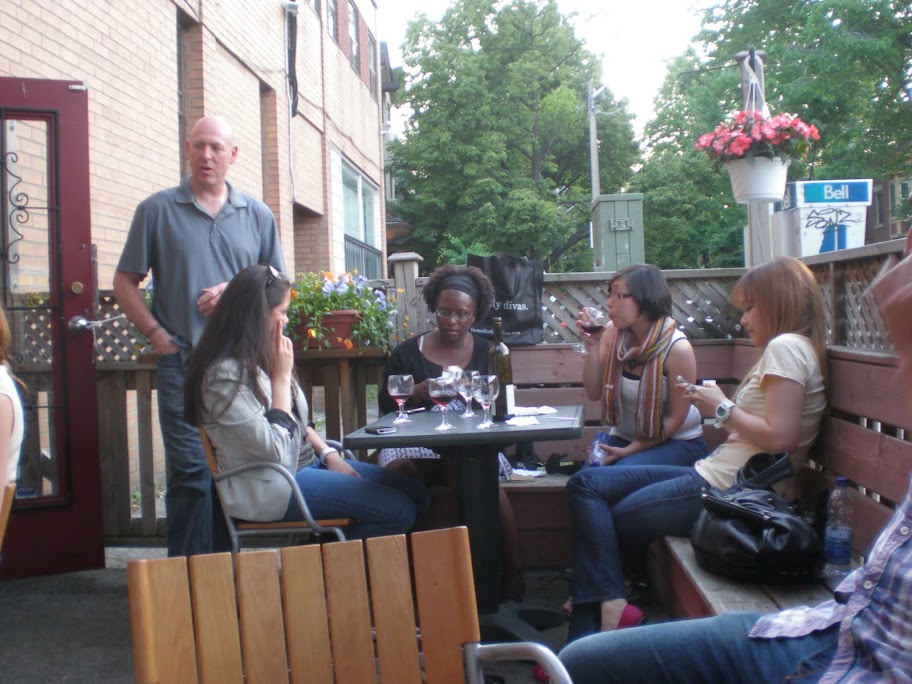 Mark Michelin on his patio with blogging dinner guests.