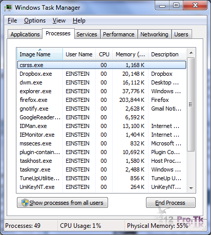 Ctrl + Shift + Escape – Mở cửa sổ Task Manager - p212pro