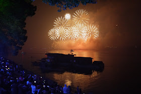 fireworks over the Xiang River in Changsha, Hunan province, China