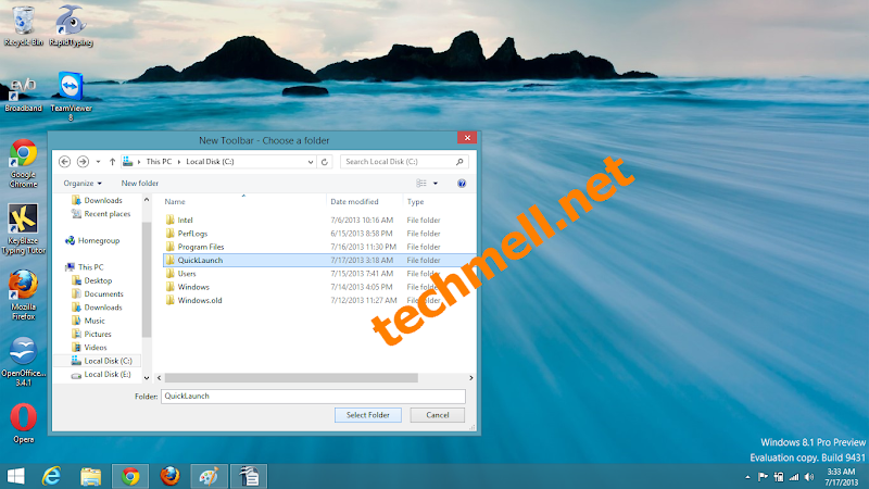 QuickLaunch folder for Taskbar in Windows 8.1