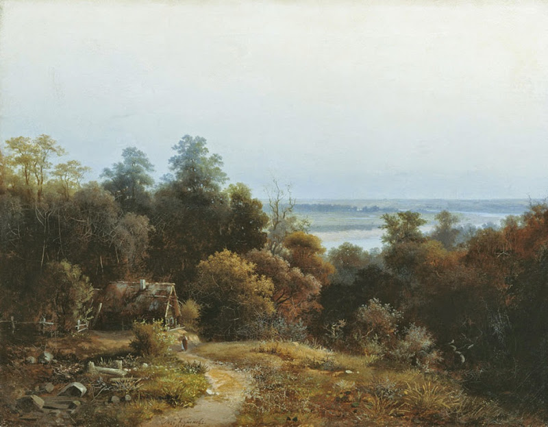 Lev Kamenev - Landscape with a house, 1859.