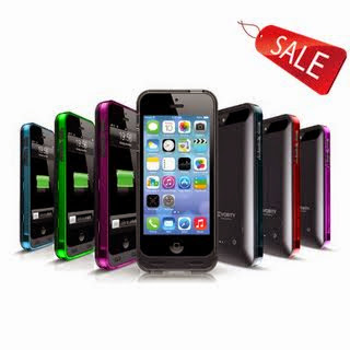 Vority X5S iPhone 5/5S Battery Charger Case [Black] Built-in 2400mAh Rechargeable External Back Up Power Bank - Low Profile & Slim Design/Landscape Kickstand, Includes 7 Colourful Bumper Frames: Blue, Red, Slate, Green, Smoke, Pink & Purple. Fit All Version of iPhone 5/iPhone 5S ...