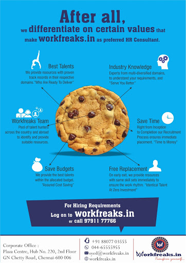 Workfreaks.in, Workfreaks.in No.52,Raag Durbar, 3B, 3rd Floor,, Sterling Road, Nungambakkam, Chennai, Tamil Nadu 600034, India, Online_Placement_Agency, state TN