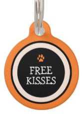 Pet ID Tag - Orange & Black - Free Kisses Pet Name Tags