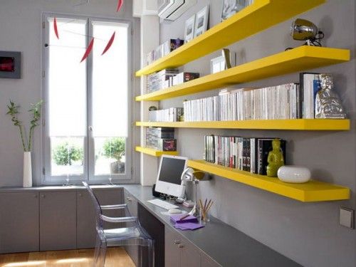 Study Room Colour Combination: Yellow And White