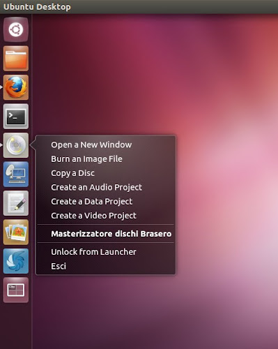 Ubuntu 12.04 Brasero QuickList 