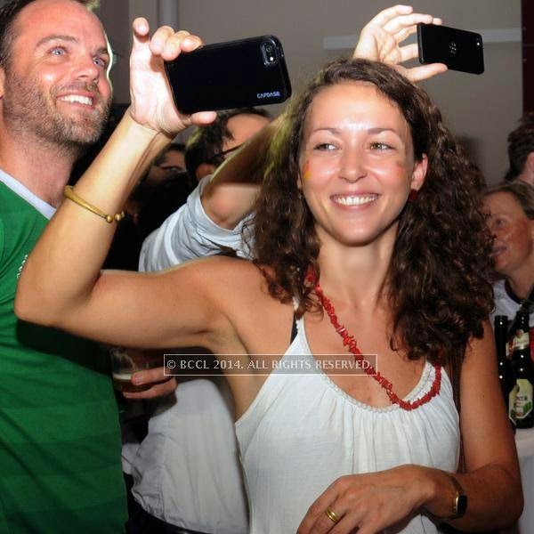 Katja during the 2014 FIFA World Cup final screening, held at Germany embassy, in New Delhi, on July 13, 2014.