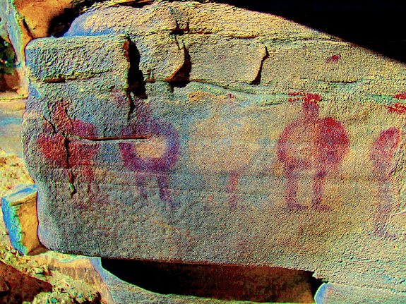 Faded pictographs processed in DStretch to bring out more detail