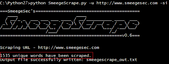 web scrape output