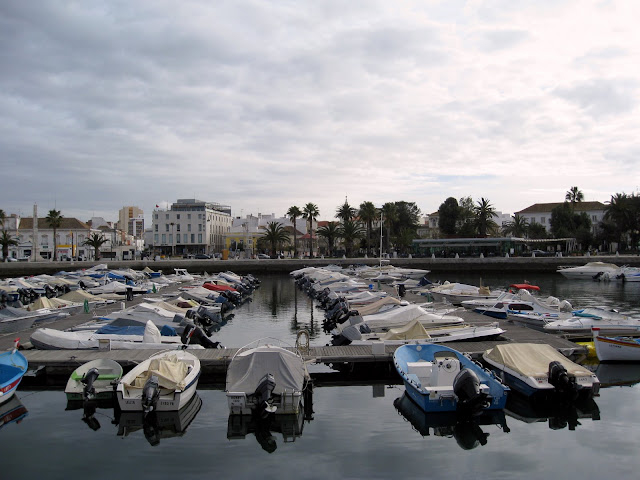 Boats in the harbor in Faro Portugal