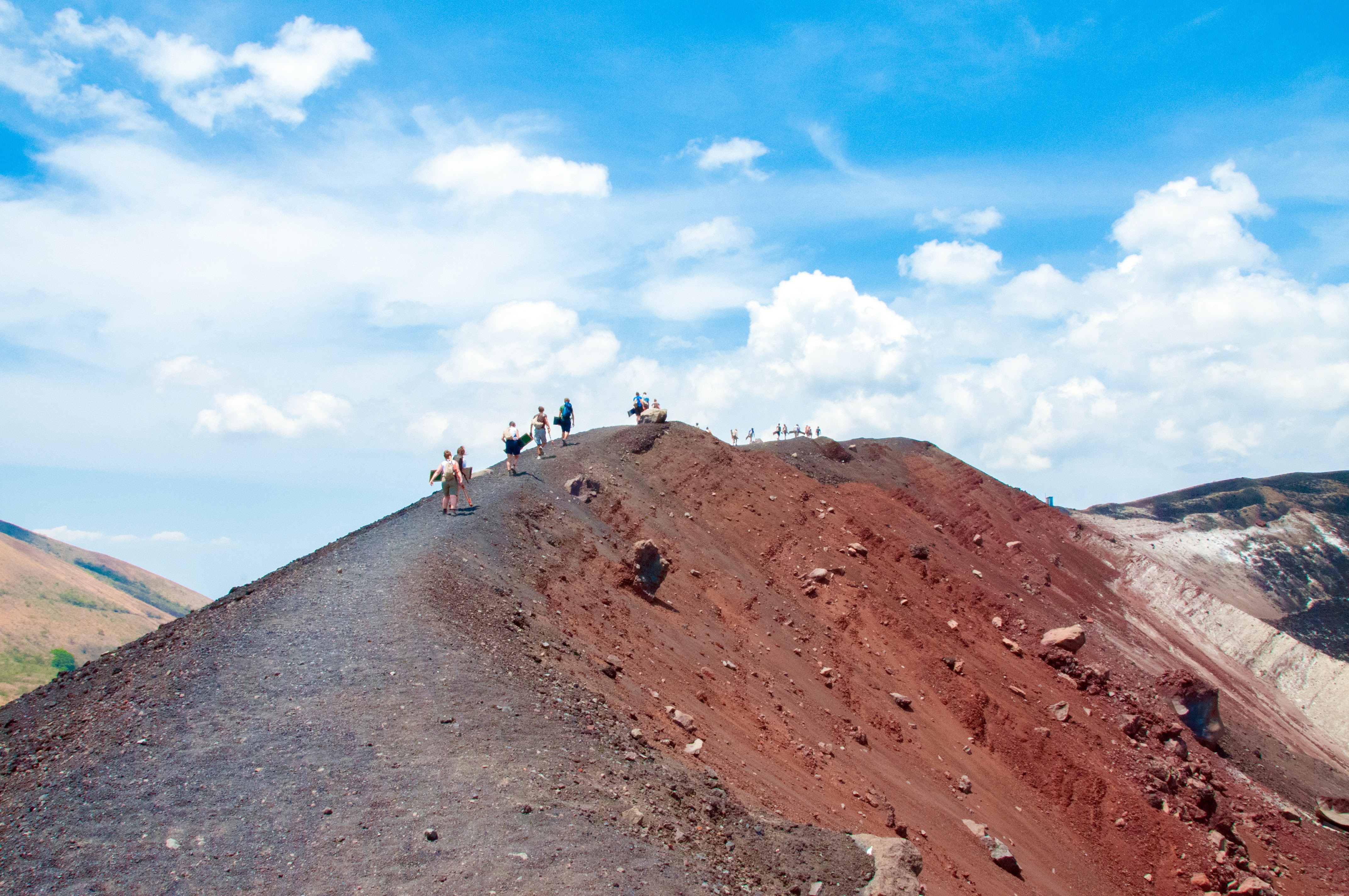 Hiking up El Cerro Negro for volcano boarding in Nicaragua