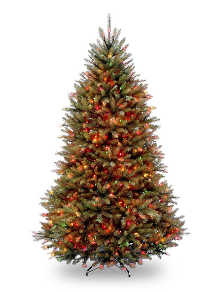 National Tree 7 1/2' Dunhill Fir Tree, Hinged, 750 Multi-Colored Lights (DUH-75RLO)