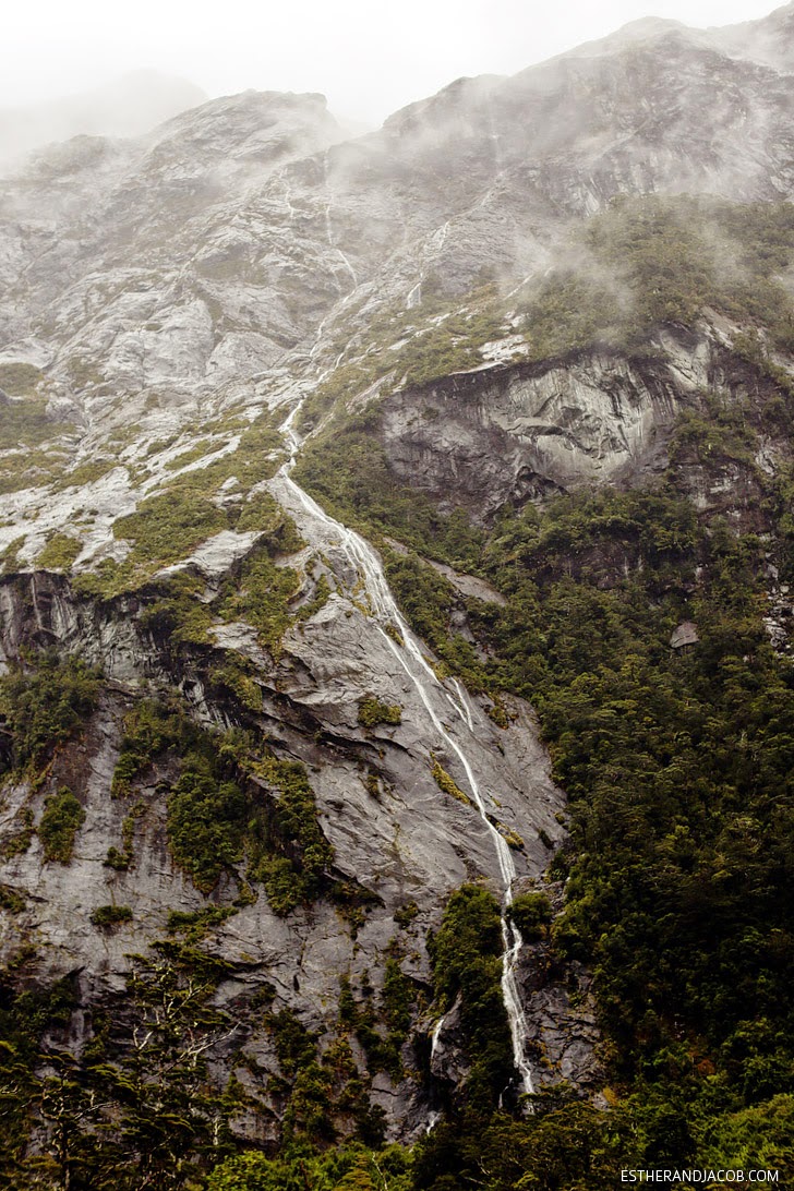 Valley of a thousand waterfalls Milford Sound New Zealand.