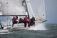 J/125 sailing Pacific Cup offshore of San Francisco