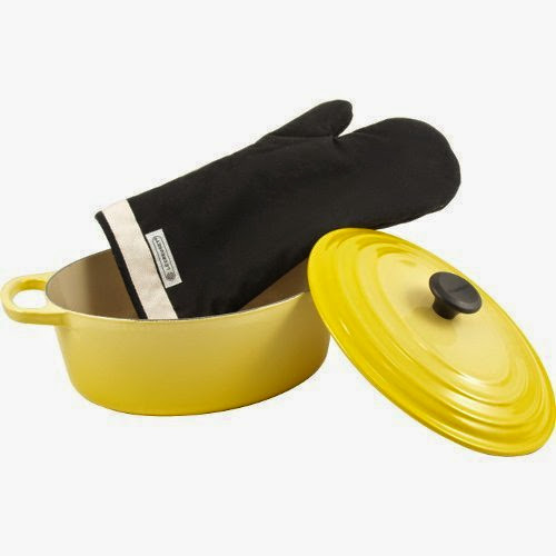  Le Creuset Soleil Signature Enameled Cast Iron 3.5 Quart Oval French Oven with Free Oven Mitt