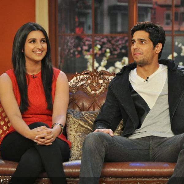 Parineeti Chopra and Sidharth Malhotra during the promotion of the movie Hasee Toh Phasee, on the sets of the TV show Comedy Nights With Kapil. (Pic: Viral Bhayani) 