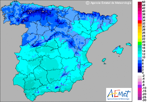 Ascenso térmico notable en las Canarias. Acusado descenso en el resto de España