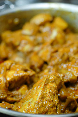 nonya chicken curry in skillet