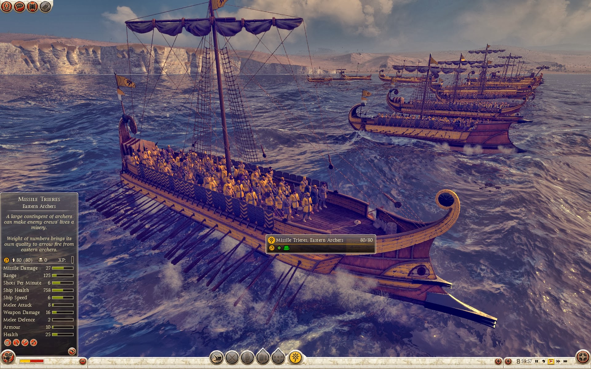三排漿座大型弓箭船 - 東羅馬弓箭兵