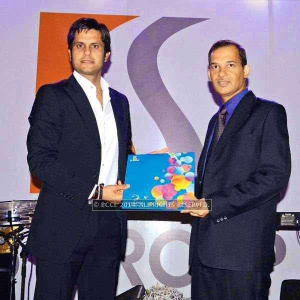 Ashok Singh Jaunapuria (L) and Manoj Shukla during the launch of SS Group's upcoming project, Omnia, in Gurgaon.