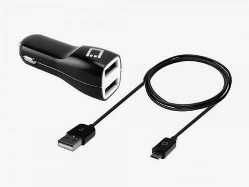  High Power 2.1Ah Dual USB Port Car Charger with Micro USB Cable-Black For Huawei Ascend Y M866 (U.S.Cellular) - PMICROMS2BK