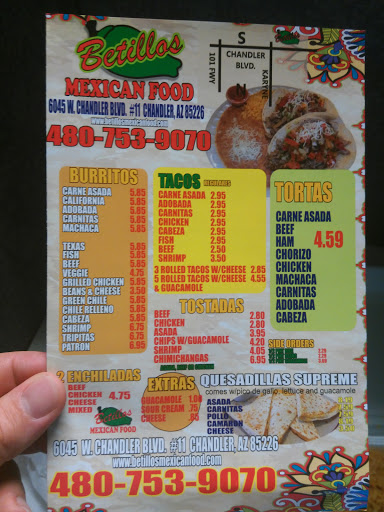 Mexican Restaurant «Betillos Mexican Food», reviews and photos, 6045 W Chandler Blvd #11, Chandler, AZ 85226, USA