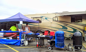 The BBQ teams invest in some serious equipment and wood