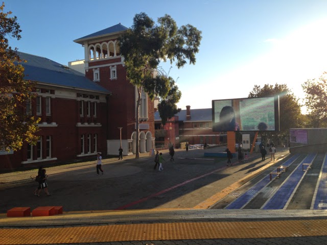 In front of the WA State Library