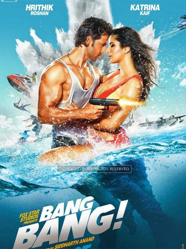 Hrithik Roshan and Katrina Kaif on the poster of much-awaited action flick Bang Bang.