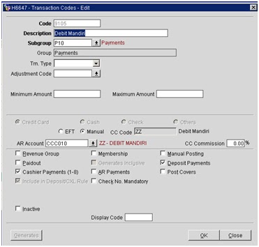 Free Ticket: Create New Transaction Code in PMS Opera System